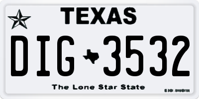 TX license plate DIG3532