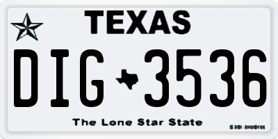 TX license plate DIG3536