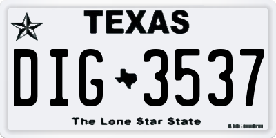 TX license plate DIG3537