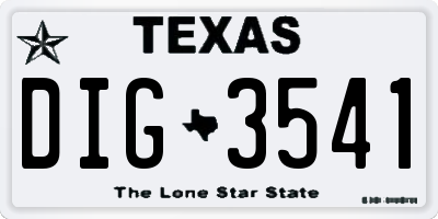 TX license plate DIG3541