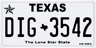 TX license plate DIG3542