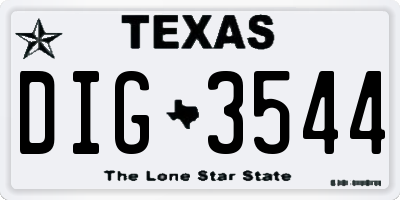 TX license plate DIG3544