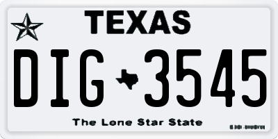 TX license plate DIG3545