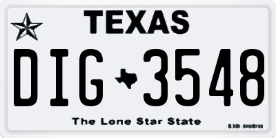 TX license plate DIG3548