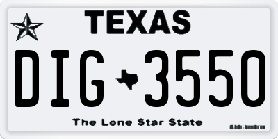 TX license plate DIG3550