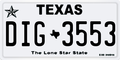 TX license plate DIG3553