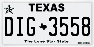 TX license plate DIG3558