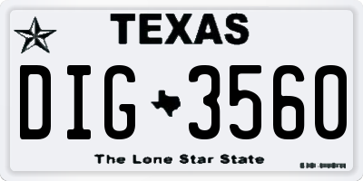 TX license plate DIG3560