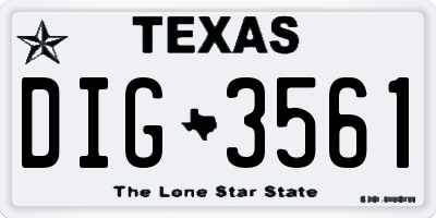 TX license plate DIG3561