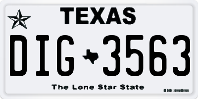 TX license plate DIG3563