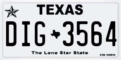 TX license plate DIG3564