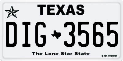 TX license plate DIG3565