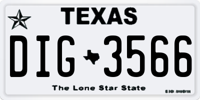 TX license plate DIG3566