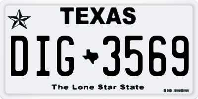 TX license plate DIG3569