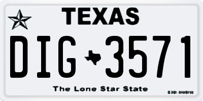 TX license plate DIG3571