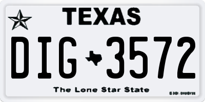 TX license plate DIG3572
