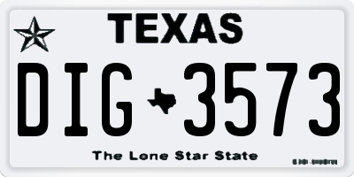 TX license plate DIG3573