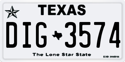 TX license plate DIG3574