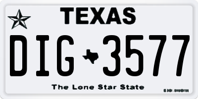 TX license plate DIG3577