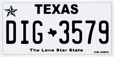 TX license plate DIG3579