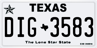 TX license plate DIG3583