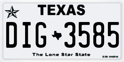 TX license plate DIG3585