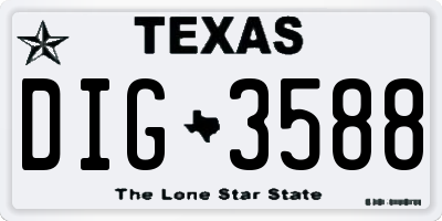 TX license plate DIG3588