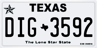 TX license plate DIG3592