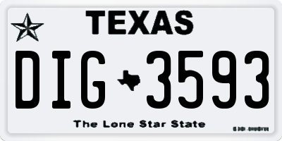 TX license plate DIG3593