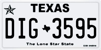 TX license plate DIG3595