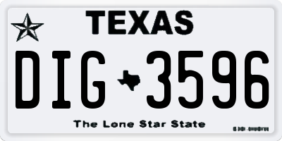 TX license plate DIG3596