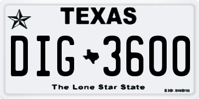 TX license plate DIG3600