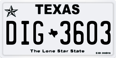 TX license plate DIG3603