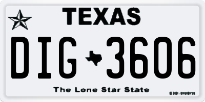 TX license plate DIG3606