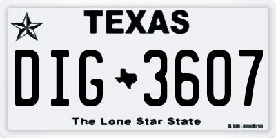 TX license plate DIG3607