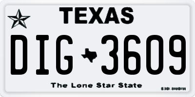 TX license plate DIG3609