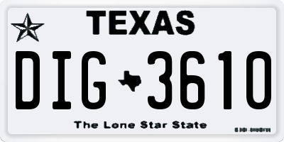 TX license plate DIG3610