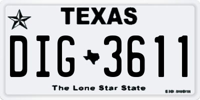 TX license plate DIG3611