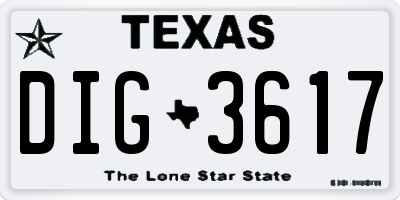 TX license plate DIG3617