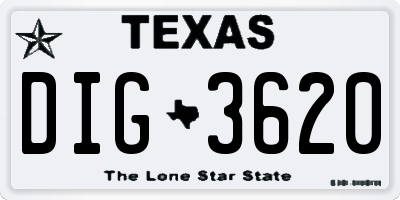 TX license plate DIG3620