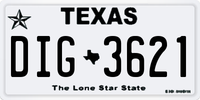 TX license plate DIG3621