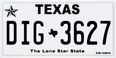 TX license plate DIG3627