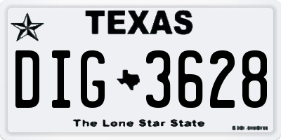 TX license plate DIG3628