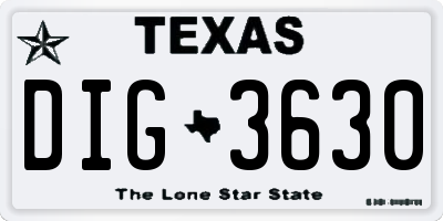 TX license plate DIG3630