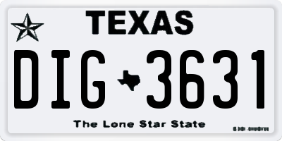 TX license plate DIG3631
