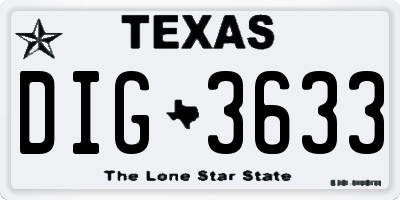 TX license plate DIG3633