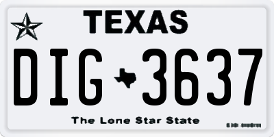 TX license plate DIG3637