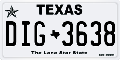 TX license plate DIG3638