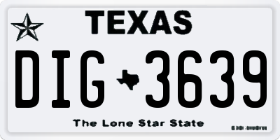 TX license plate DIG3639