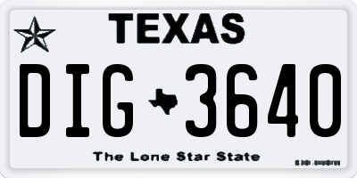 TX license plate DIG3640